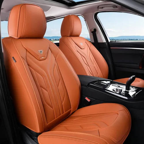 Miniatura 62 de Coverado Fundas de Asiento Delantero para Automóvil, 2 Piezas Fundas de Asiento de Cuero para Automóviles, Protector de Asiento de Automóvil Solo