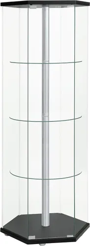 Coaster Home Furnishings - Zahavah - Armario hexagonal de 4 estantes con puerta magnética a presión para abrir y vidrio templado transparente con