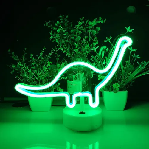 Miniatura 2 de JYWJ Letreros de neón con base de soporte, luz de neón alimentada por USB o 3 pilas AA, decoración de pared de escritorio LED, varias fiestas