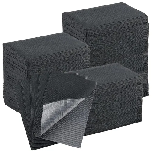 Miniatura 30 de JMU Baberos dentales negros, baberos dentales desechables de 3 capas, baberos para tatuajes impermeables para clínica dental, tienda de tatuajes