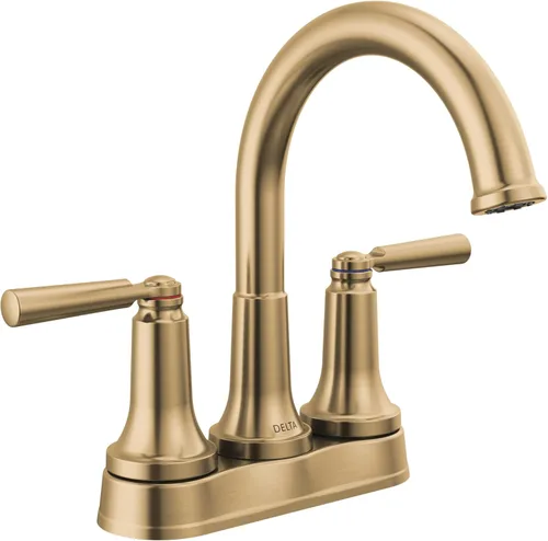 Delta Faucet Saylor - Grifo de baño dorado, grifo de lavabo de baño, grifo de baño centrado para lavabo de baño, tecnología Diamond Seal, conjunto