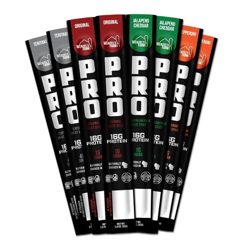 Wenzel's Farm PRO - Palitos de aperitivos ahumados naturalmente, hechos a mano con carne de calidad real (variedad), paquete de 8 palitos (1.9 onzas