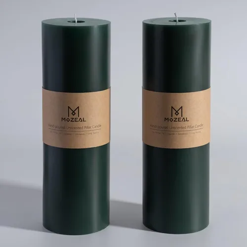 Miniatura 65 de MOZEAL Velas grandes sin perfume vertidas a mano de 3 x 8 pulgadas, sin humo, juego de 2, combustión lenta, sin goteo, aproximadamente 150 horas