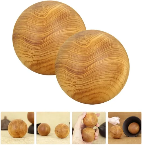 Miniatura 5 de Healifty Bolas de masaje de mano, paquete de 2 bolas de ejercicio de mano de madera de 1.96 pulgadas para estimulación muscular de mano, alivio