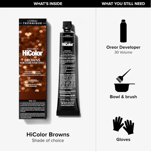 Miniatura 4 de L'Oréal Technique HiColor Browns & Blondes Permanent Hair Color - Lifts Dark Hair in One Step, No Brassiness, Rich, Smooth Creme Formula, Intense