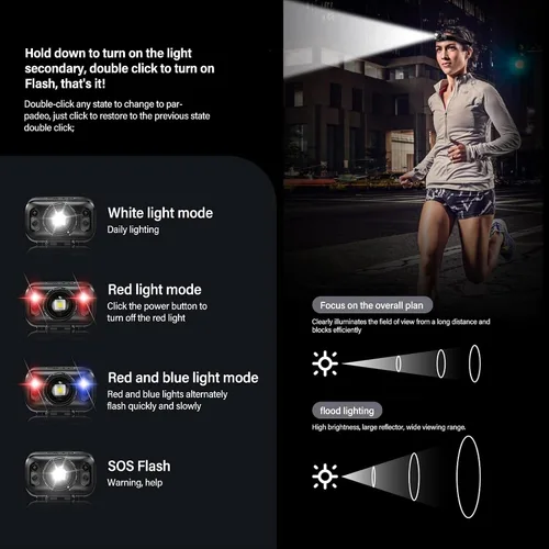 Miniatura 6 de PHILIPS SFL3183RH - Linterna frontal LED recargable, luz de flash impermeable para exteriores, accesorios de campamento, 6 modos para senderismo