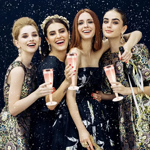 Miniatura 7 de Copas de champán desechables, 6 piezas de purpurina de oro rosa con borde de oro rosa, copas de champán de plástico para fiestas, copas de champán