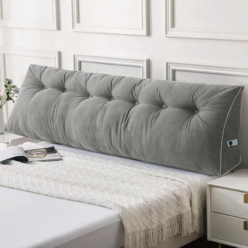 Miniatura 16 de Sasttie - Almohada de cabecero completa, almohada de cuña para cabecero para sentarse en la cama, cojín triangular de apoyo para la espalda