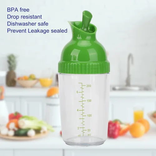 Miniatura 4 de Recipiente para aderezo de ensalada de 6.8 fl oz, botella mezcladora de aderezo de ensalada con tapa antigoteo para aderezos de ensalada, aceite