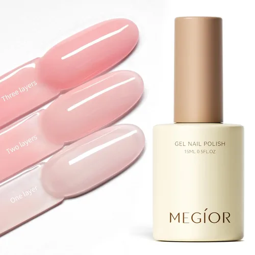 Miniatura 48 de MEGIOR Esmalte de uñas de gel blanco de 0.5 fl oz, color blanco antiguo, secado con luz UV, esmalte de gel francés, arte de uñas, salón de manicura