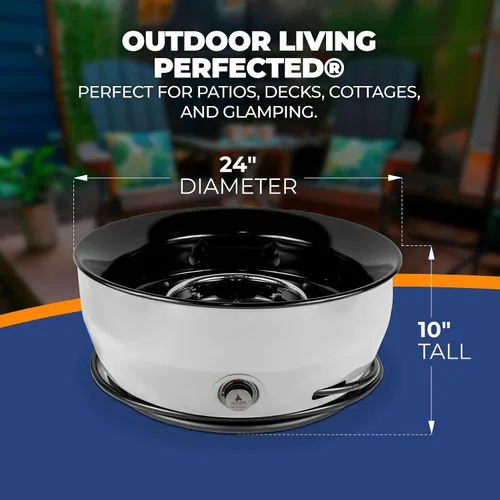 Miniatura 4 de Outland Living - Fogata grande de gas propano para exteriores, 60,000 BTU/h, 24 pulgadas con tapa - Hoguera moderna Lake Country 800 Fire Bowl
