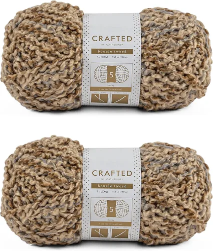 Miniatura 9 de Crafted By Catherine Boucle - Ovillo de tweed – Paquete de 2 (153 yardas cada madeja), gris, calibre 5 voluminoso