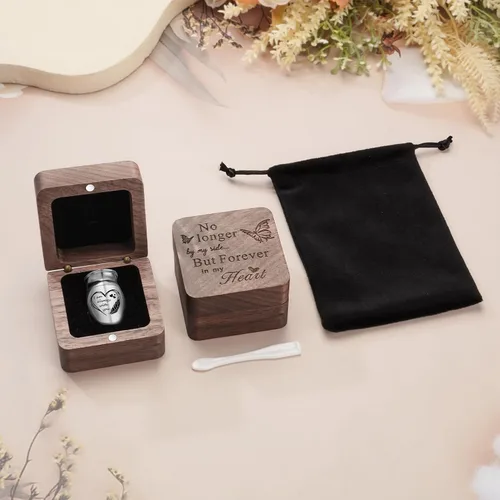 Miniatura 7 de Dletay Mini urnas para cenizas humanas, pequeñas urnas de cremación para hombres y mujeres, recuerdo de cenizas con caja cuadrada de madera de 1.18