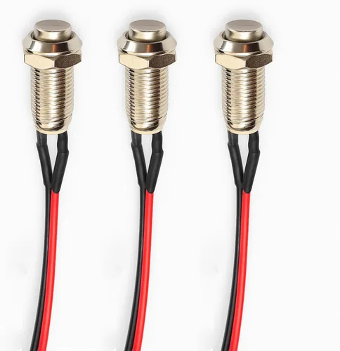 Miniatura 7 de Gebildet 10 piezas de botón de presión momentáneo mini precableado negro 3V-6V-12V-24V-230V/1A, SPST normalmente abierto ON/Off, botón redondo de 2