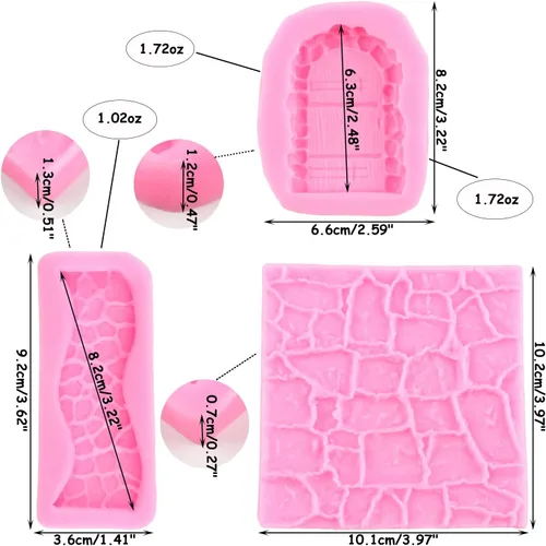 Miniatura 3 de Mujiang Diseño de textura de pared de ladrillo, moldes de silicona con textura de piedra para puerta, camino de piedra, moldes para fondant