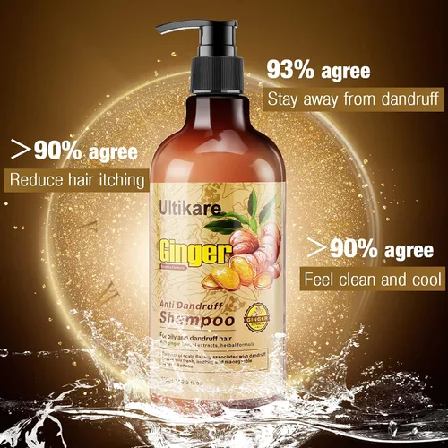Miniatura 5 de Champú de jengibre para el cabello caspa, tratamiento anticaspa, champú para el cuidado del cuero cabelludo seco con picazón, aceite de extracto