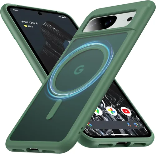 Miniatura 16 de Funda para Google Pixel 8 Pro con MagSafe [Soporte Ajustable][Carga Mientras Está de Pie][Militar a Prueba de Golpes] Parachoques de Silicona Suave