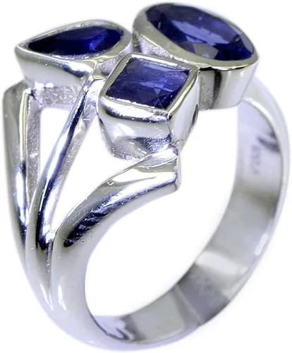 Miniatura 2 de Anillo de iolita de plata con forma mixta de piedras preciosas naturales para mujer, talla 5, 6, 7, 8, 9, 10, 11, 12, 13 de EE. UU