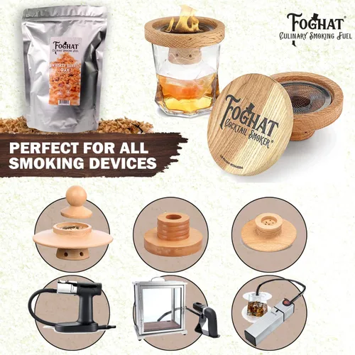 Miniatura 5 de Ahumador de cócteles Foghat - Trozos de madera para ahumador de 100 oz, virutas de roble de barril de whiskey para ahumador, bourbon y kit infusor