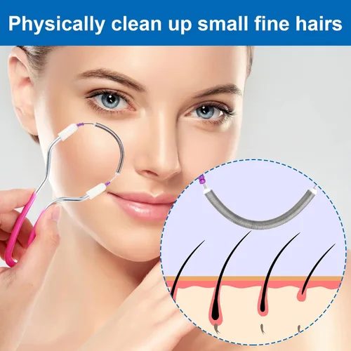 Miniatura 6 de 2 unidades de removedor de vello facial manual, depiladora de resorte facial de acero inoxidable con asa, herramienta de eliminación de vello facial