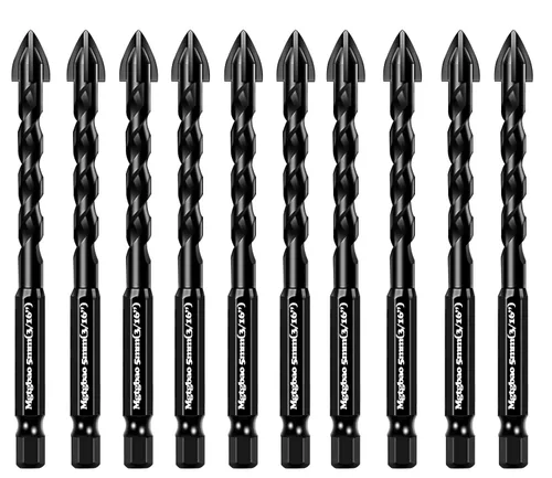 Miniatura 17 de 10 piezas de brocas de mampostería negras de 3 mm, juego de brocas de hormigón de 1/8” para azulejos, ladrillo, plástico y madera, punta de carburo