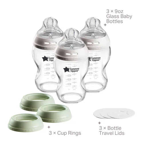 Miniatura 2 de Tommee Tippee Natural Start Glass - Juego de iniciación para recién nacido, biberones anticólicos de 5.1 fl oz y 8.5 fl oz, tetinas de flujo lento