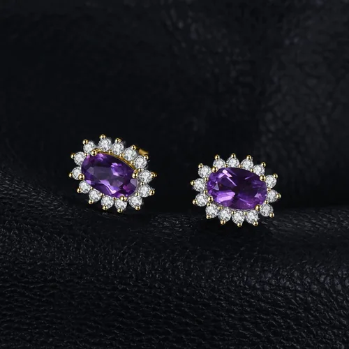 Miniatura 4 de JewelryPalace Aretes tipo dormilona de la princesa Diana Kate Middleton con piedra natal con piedra natal de zafiro esmeralda y rubí para mujer