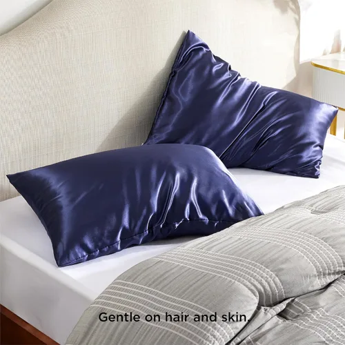 Miniatura 2 de Bedsure Funda de almohada de satén con cremallera, similar a las fundas de almohada de seda paquete de 2, juego de 2 fundas de almohada de satén 13