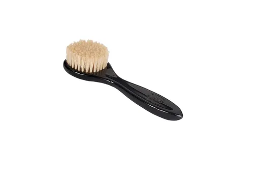 Hair Doc Estetician Grado Cepillo Facial Cerda Natural Firme Mango Acrílico Alto Pulido Acabado Negro Azabache Modelo 704 - JTB