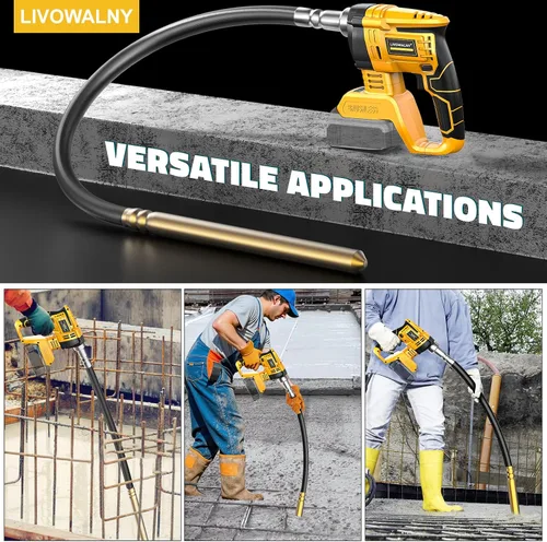 Miniatura 6 de LIVOWALNY Herramienta vibradora de hormigón de mano compatible con batería Dewalt de 20 V (solo herramienta), vibrador eléctrico inalámbrico
