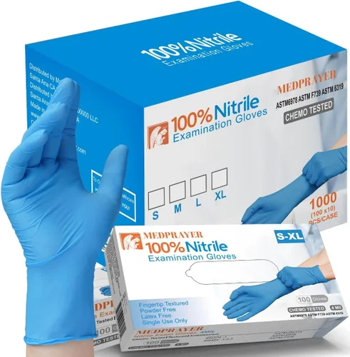 Guantes de examen de nitrilo sin látex y sin polvo, guantes desechables para limpieza, seguros para alimentos, uso médico, 4 mil