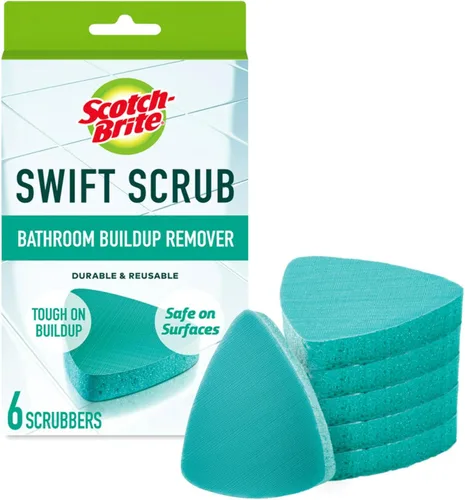 Scotch-Brite Swift Scrub - Estropajos Limpiadores de Baño, Removedor de Espuma de Jabón para Limpiar el Baño, Almohadillas Estropajos de Baño