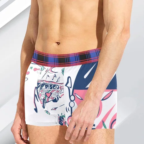 Miniatura 5 de Lorvies Boxer Briefs Retro Hippie Car Love Bus Mini Van Sun Yin Yang Alien Men Underwear Short Leg Polyester Spandex