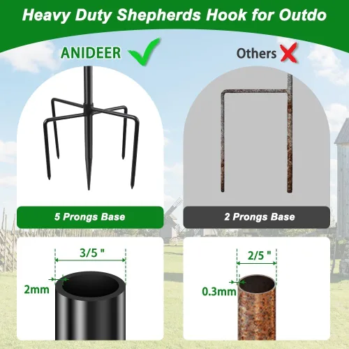 Miniatura 3 de ANIDEER Ganchos de pastor de 48 pulgadas para exteriores, poste de comedero de pájaros de jardín resistente para colgar comederos de pájaros, cestas