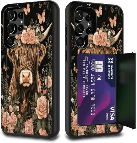 Miniatura 122 de Funda híbrida de doble capa con función atril para Samsung Galaxy A16 5G de 6.9 pulgadas, diseño de vaca con bandera estadounidense