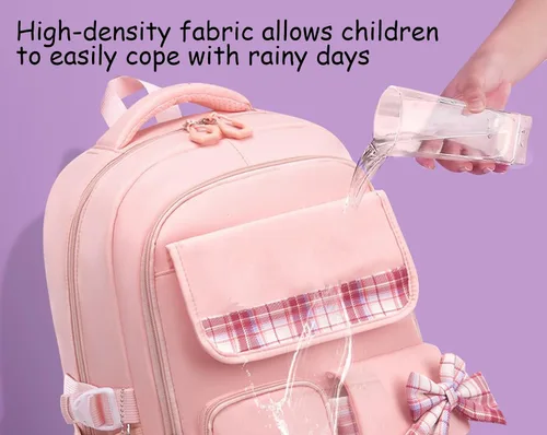 Miniatura 3 de Mochila azul de 5 piezas para niñas escolares – Mochila Kawaii para escuela primaria para niños, lindas mochilas a cuadros para niñas, estudiantes