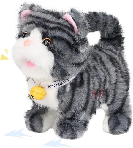Miniatura 11 de Easfan Walking Black Cow - Juguete electrónico interactivo de peluche para mascotas con sonidos y movimientos en movimiento, juguete educativo
