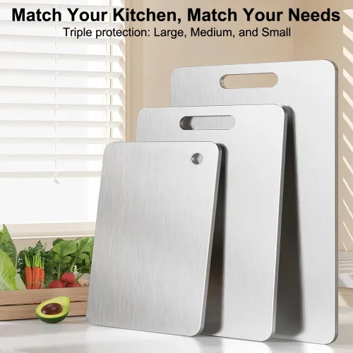 Miniatura 7 de Tabla de cortar de titanio para cocina, tabla de cortar antiadherente de metal, tabla de titanio de doble cara de grado alimenticio para cocina