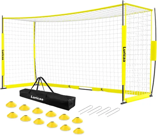 Portería de fútbol plegable, 12×6 pies / 16×7 pies. Portería de fútbol portátil para el patio trasero, con configuración rápida, incluye 1 bolsa de