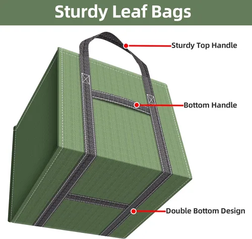 Miniatura 3 de Paquete de 2 bolsas de basura reutilizables de 66 galones, bolsa plegable de alta resistencia para hojas de jardín, bolsas de basura, contenedor
