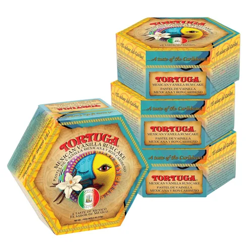 TORTUGA Pastel de ron de vainilla mexicano caribeño – Pastel de ron caribeño de 4 onzas – Paquete de 4 – El regalo gourmet premium perfecto para