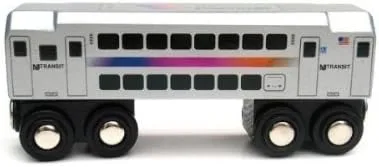 MUNI PALS Trenes de madera de New Jersey Transit para niños, seguros y probados, trenes de juguete de madera (viajeros de varios niveles)