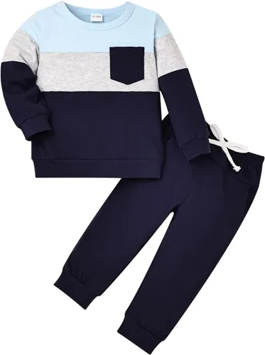 Miniatura 60 de Ropa de otoño e invierno para bebé, trajes de niño pequeño, sudadera de manga larga, sudadera de retazos y pantalones, 2 piezas, 12 meses a 5 años