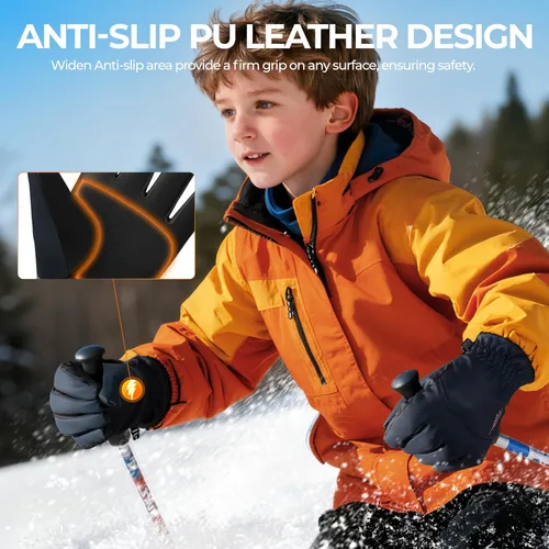Miniatura 3 de rivmount Guantes de esquí Thinsulate para niños y niñas, impermeables, cálidos, para niños y niñas, jóvenes, esquí al aire libre, ciclismo, nieve