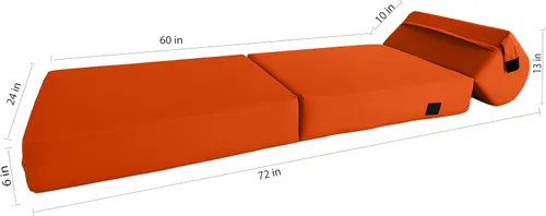 Miniatura 7 de D&D Futon Furniture. Cama plegable de espuma para silla, sofá estudio, colchón de espuma plegable para invitados (6 x 24 x 70 pulgadas, naranja)