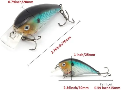 Miniatura 3 de Crankbait para pesca de lubina pulgadas de buceo poco profundo Crank Bait Square Bill Cranking Señuelos de pesca