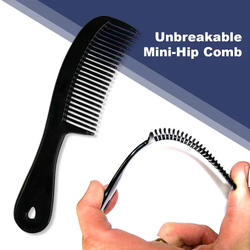 Miniatura 4 de Peine de pelo para hombre con asa, peines de bolsillo flexibles de plástico de 6 pulgadas para hombres, juego de peines negros para peinar dientes