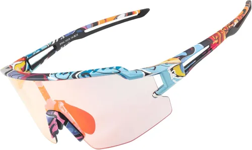 Miniatura 12 de ROCKBROS Gafas de sol deportivas fotocromáticas para hombres y mujeres, protección UV para ciclismo Negro rojo