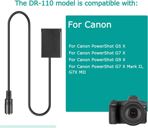 Miniatura 3 de Cable USB de 5 V + acoplador DR-110 NB-13L NB13L Batería ficticia para Canon G7X Mark II G1X G7X MII G5X G9X SX720