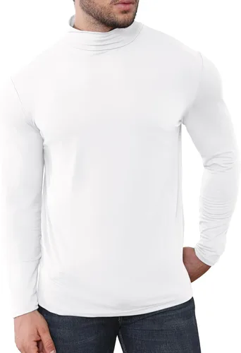 Miniatura 2 de Uni Clau Camisas de manga larga con cuello alto falso para hombre, suéter de moda, ajustado, con parte superior básica